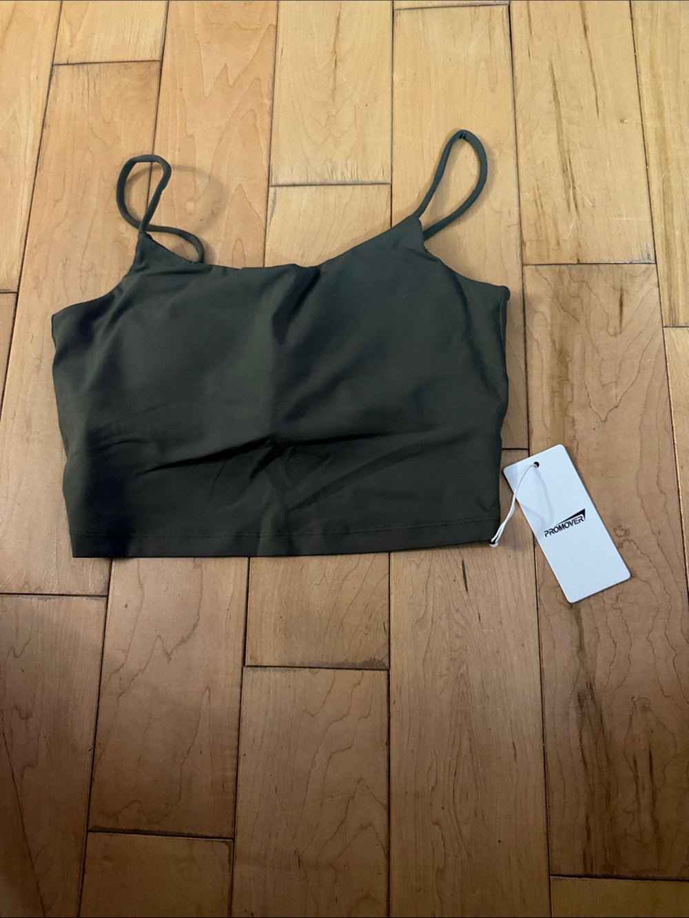 Olive Promover Green Spaghetti-Strap Crop Camisole